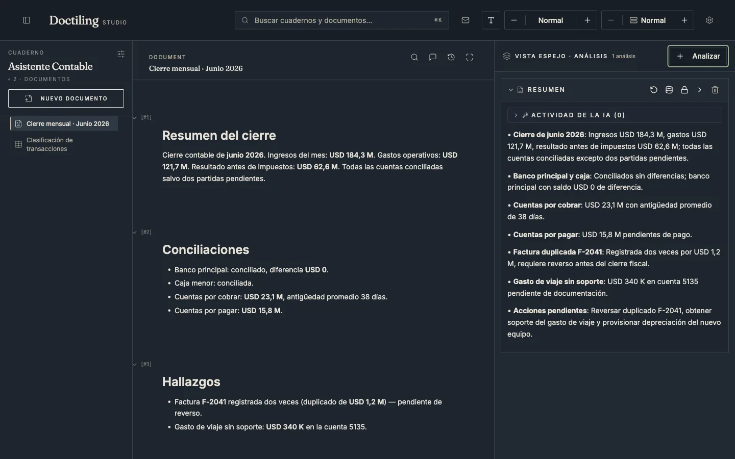 Captura real de Doctiling para Contabilidad: documento de ejemplo del sector.