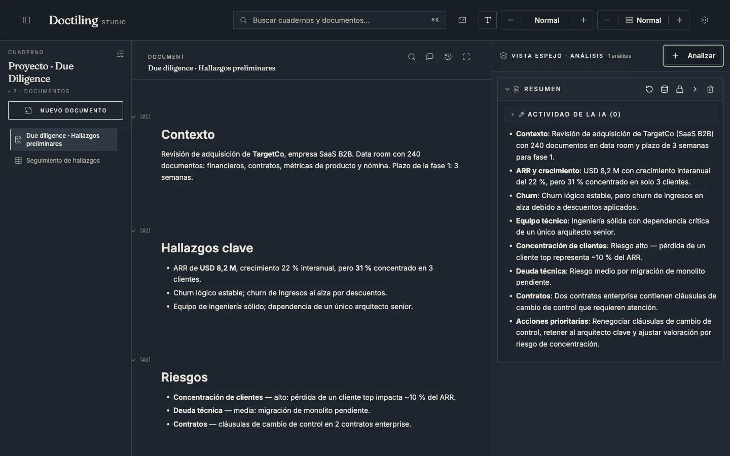 Captura real de Doctiling para Consultoría: documento de ejemplo del sector.