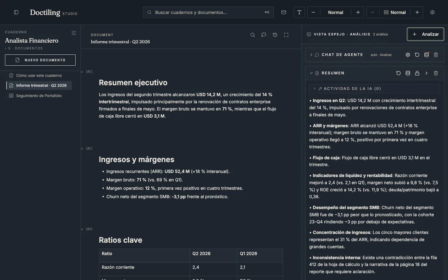 Captura real de Doctiling para Finanzas: documento de ejemplo del sector.