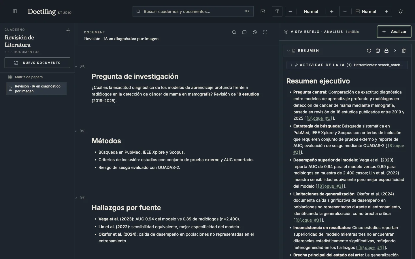 Captura real de Doctiling para Investigación y posgrado: documento de ejemplo del sector.